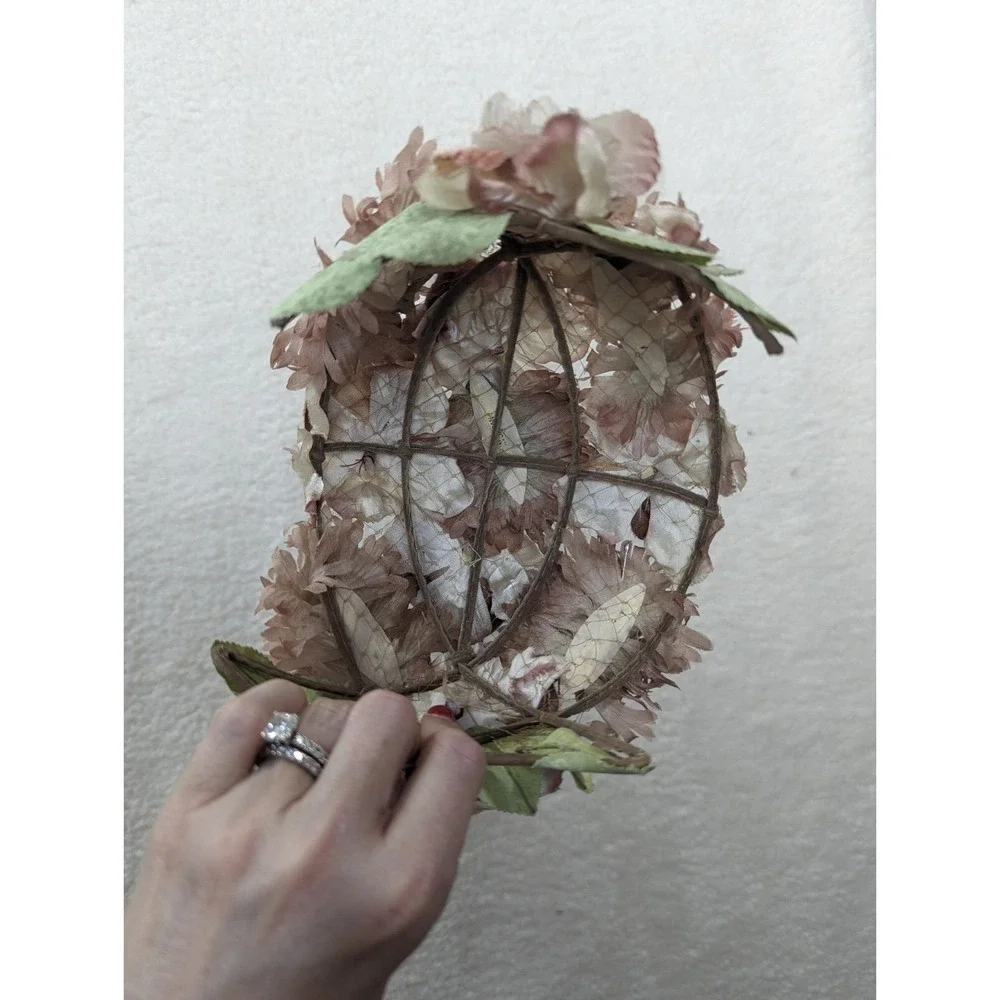 Vtg 1960s Floral‎ Half Hat Purple Lavender Japan Gorgeous Wedding Flowers Mod